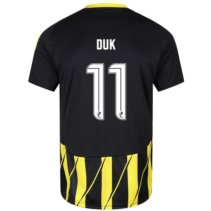 Kids Football Duk #11 Black Yellow Away Jersey 2024/25 T-Shirt Canada