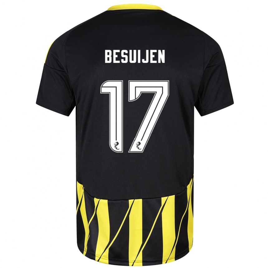 Kids Football Vicente Besuijen #17 Black Yellow Away Jersey 2024/25 T-Shirt Canada