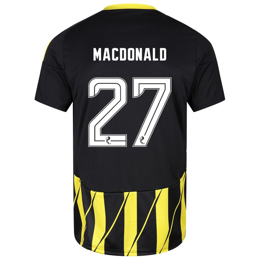 Kids Football Angus Macdonald #27 Black Yellow Away Jersey 2024/25 T-Shirt Canada