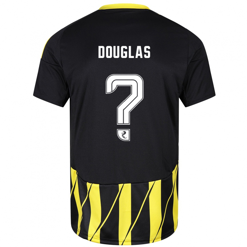 Kids Football Connor Douglas #0 Black Yellow Away Jersey 2024/25 T-Shirt Canada