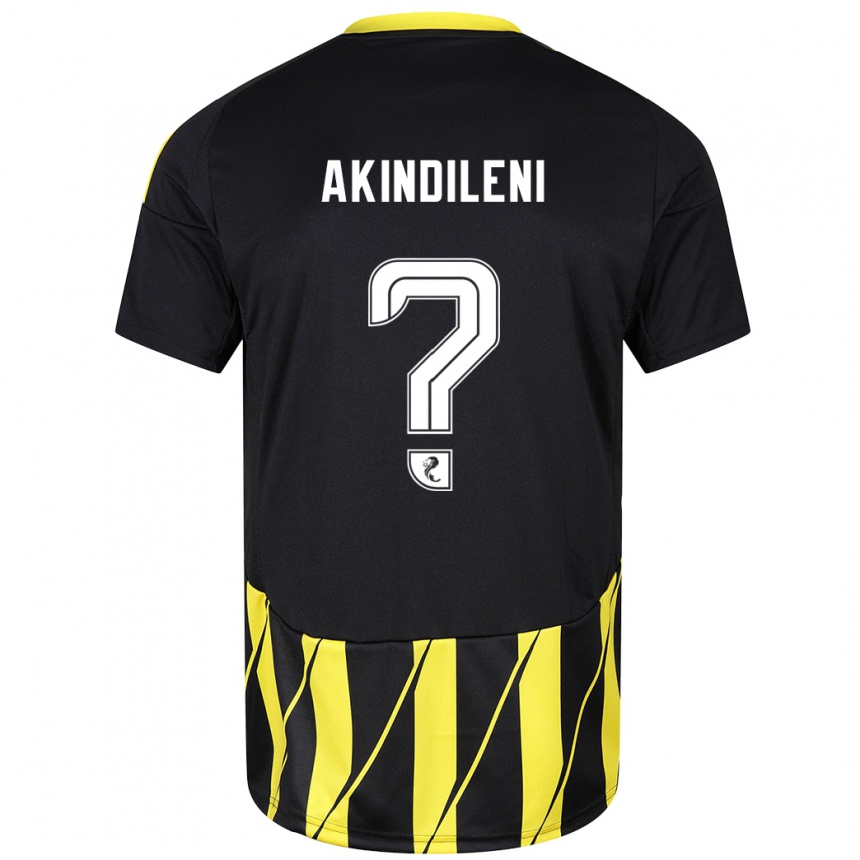 Kids Football Timothy Akindileni #0 Black Yellow Away Jersey 2024/25 T-Shirt Canada