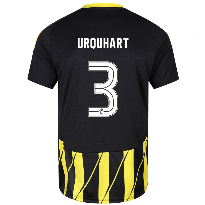 Kids Football Millie Urquhart #3 Black Yellow Away Jersey 2024/25 T-Shirt Canada