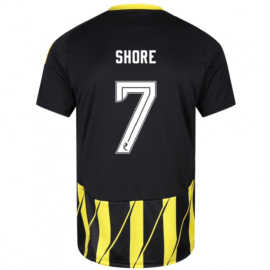 Kids Football Eilidh Shore #7 Black Yellow Away Jersey 2024/25 T-Shirt Canada