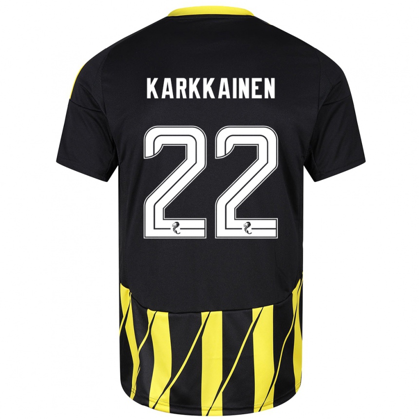 Enfant Football Maillot Elena Kärkkäinen #22 Noir Jaune Tenues Extérieur 2024/25 Canada