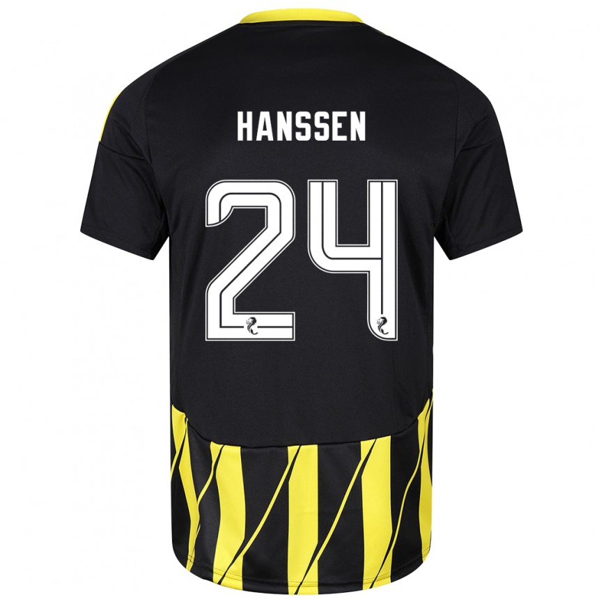 Kids Football Nadine Hanssen #24 Black Yellow Away Jersey 2024/25 T-Shirt Canada