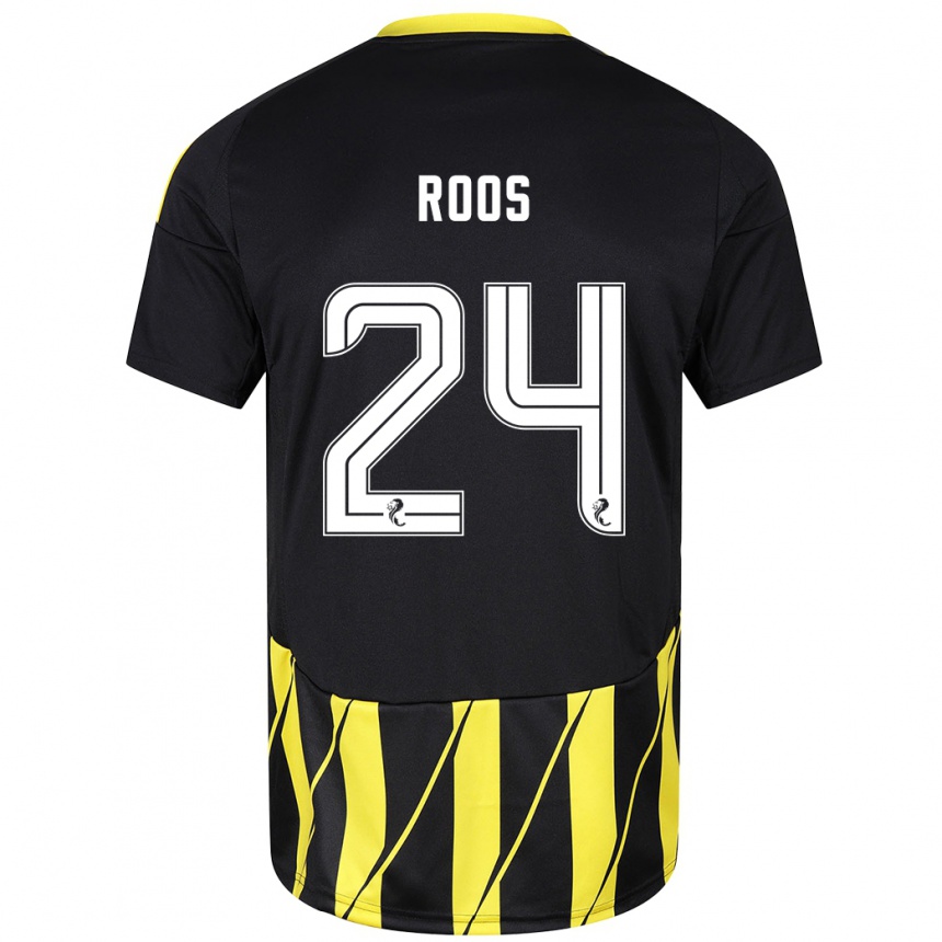 Enfant Football Maillot Kelle Roos #24 Noir Jaune Tenues Extérieur 2024/25 Canada