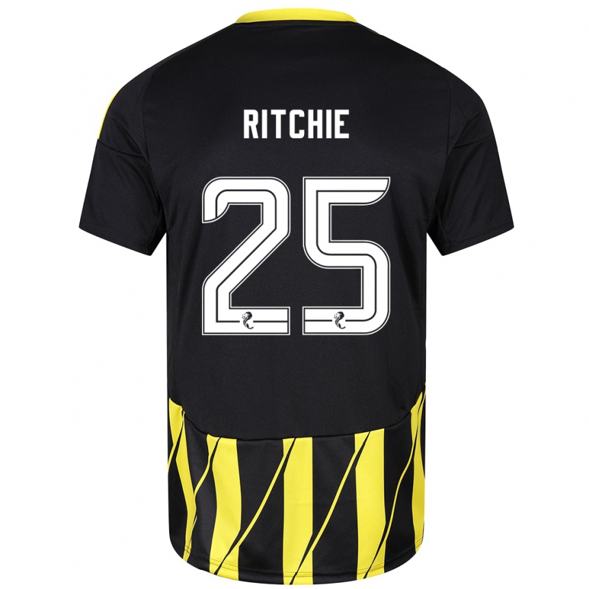 Kids Football Tom Ritchie #25 Black Yellow Away Jersey 2024/25 T-Shirt Canada