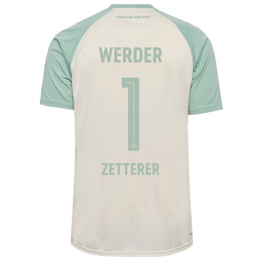 Kids Football Michael Zetterer #1 Off-White Light Green Away Jersey 2024/25 T-Shirt Canada