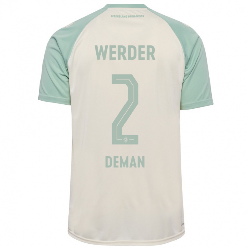 Kids Football Olivier Deman #2 Off-White Light Green Away Jersey 2024/25 T-Shirt Canada