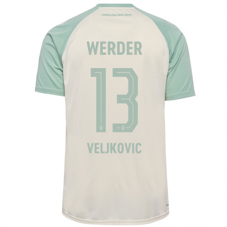 Kids Football Milos Veljkovic #13 Off-White Light Green Away Jersey 2024/25 T-Shirt Canada