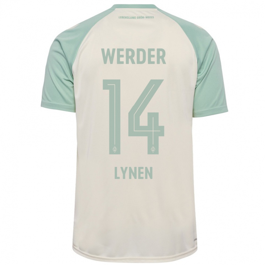 Kids Football Senne Lynen #14 Off-White Light Green Away Jersey 2024/25 T-Shirt Canada