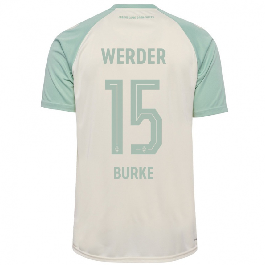 Kids Football Oliver Burke #15 Off-White Light Green Away Jersey 2024/25 T-Shirt Canada