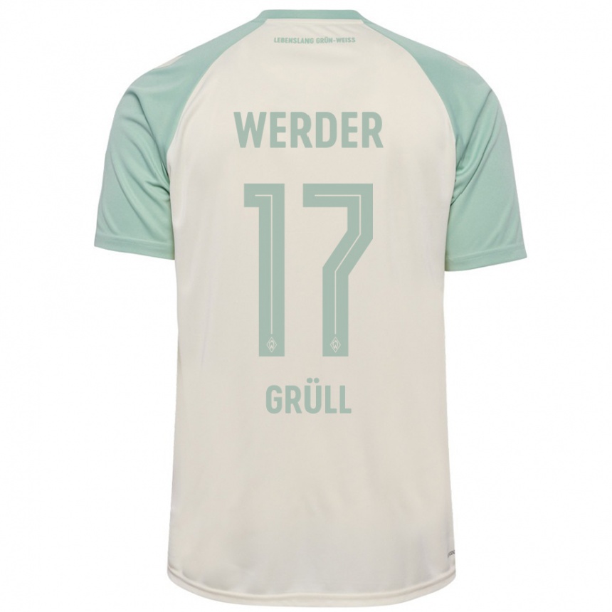 Kids Football Marco Grüll #17 Off-White Light Green Away Jersey 2024/25 T-Shirt Canada