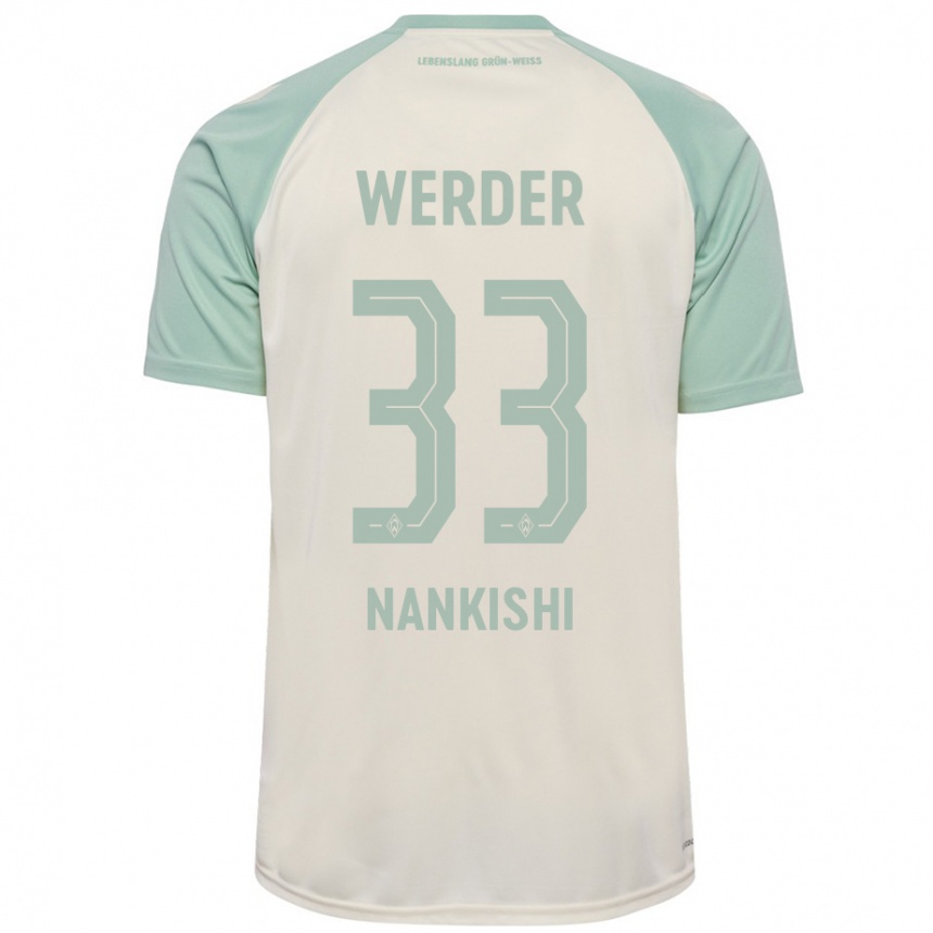 Kids Football Abdenego Nankishi #33 Off-White Light Green Away Jersey 2024/25 T-Shirt Canada