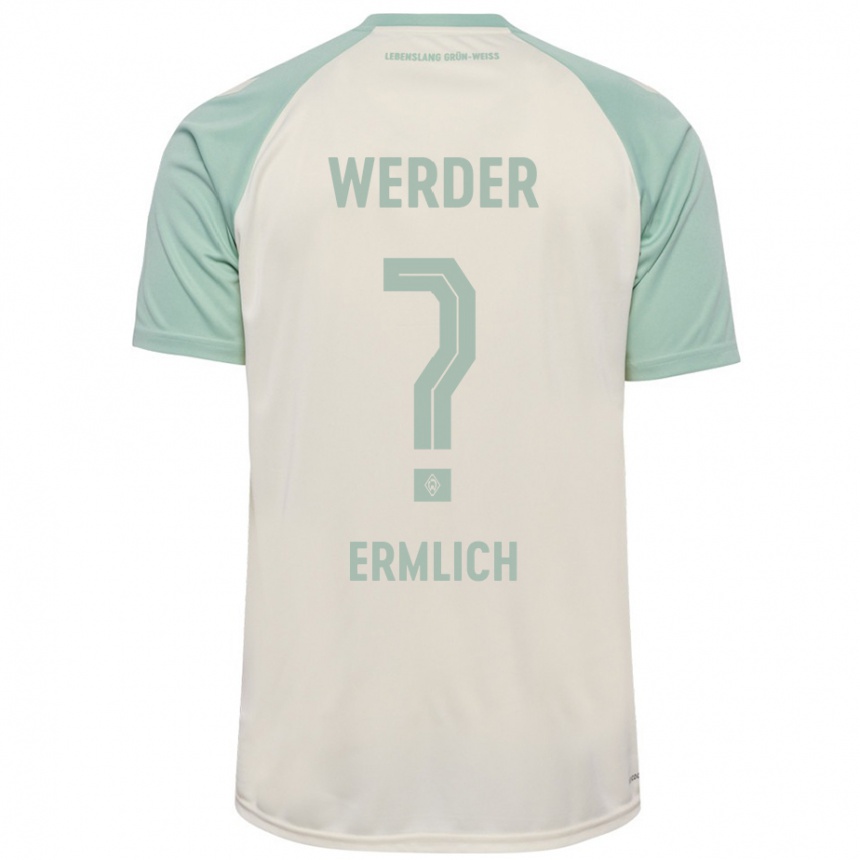 Kids Football Kjell Ermlich #0 Off-White Light Green Away Jersey 2024/25 T-Shirt Canada