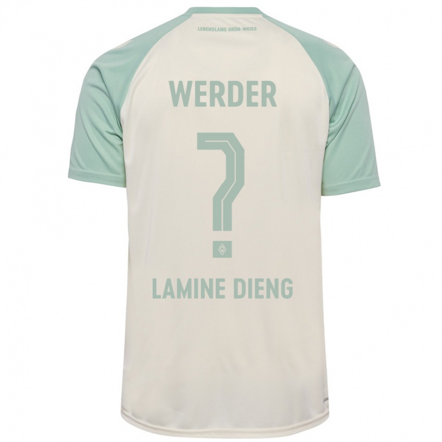 Kids Football Mamadou Lamine Dieng #0 Off-White Light Green Away Jersey 2024/25 T-Shirt Canada