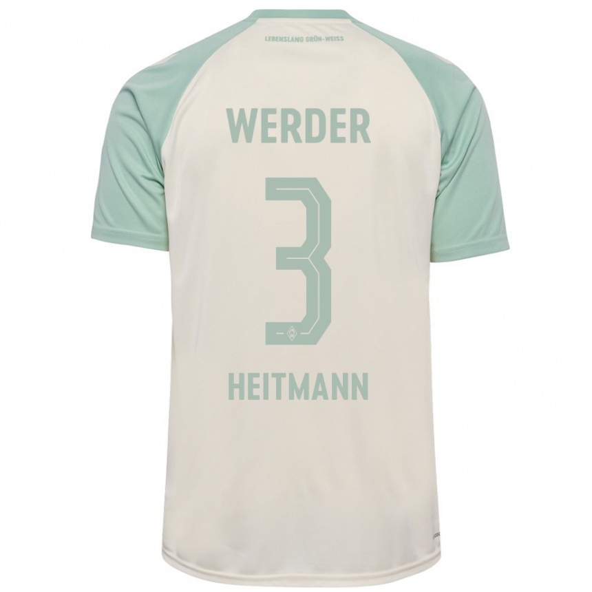 Kids Football Mats Heitmann #3 Off-White Light Green Away Jersey 2024/25 T-Shirt Canada