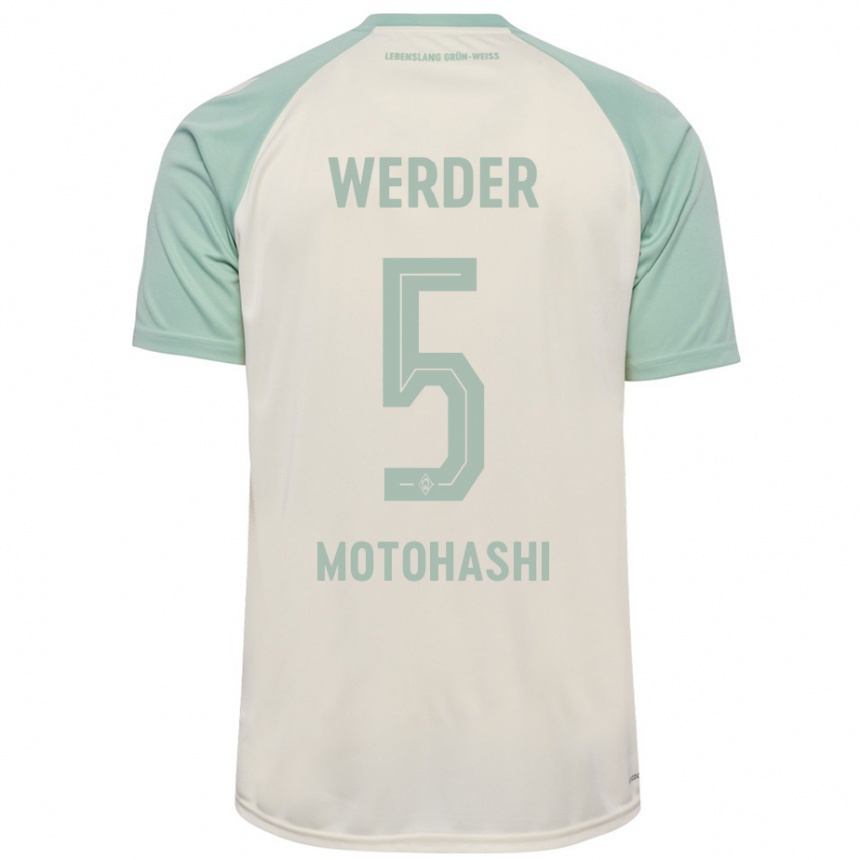 Kids Football Yuzuki Motohashi #5 Off-White Light Green Away Jersey 2024/25 T-Shirt Canada