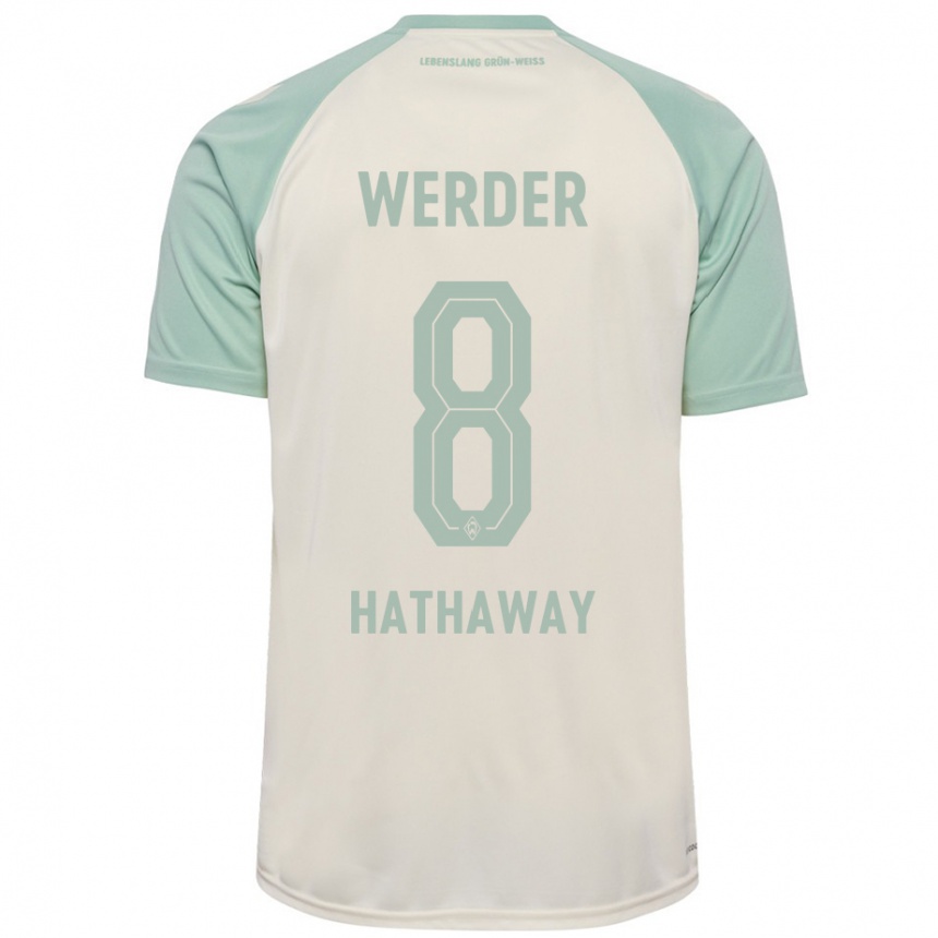 Kids Football Max Hathaway #8 Off-White Light Green Away Jersey 2024/25 T-Shirt Canada