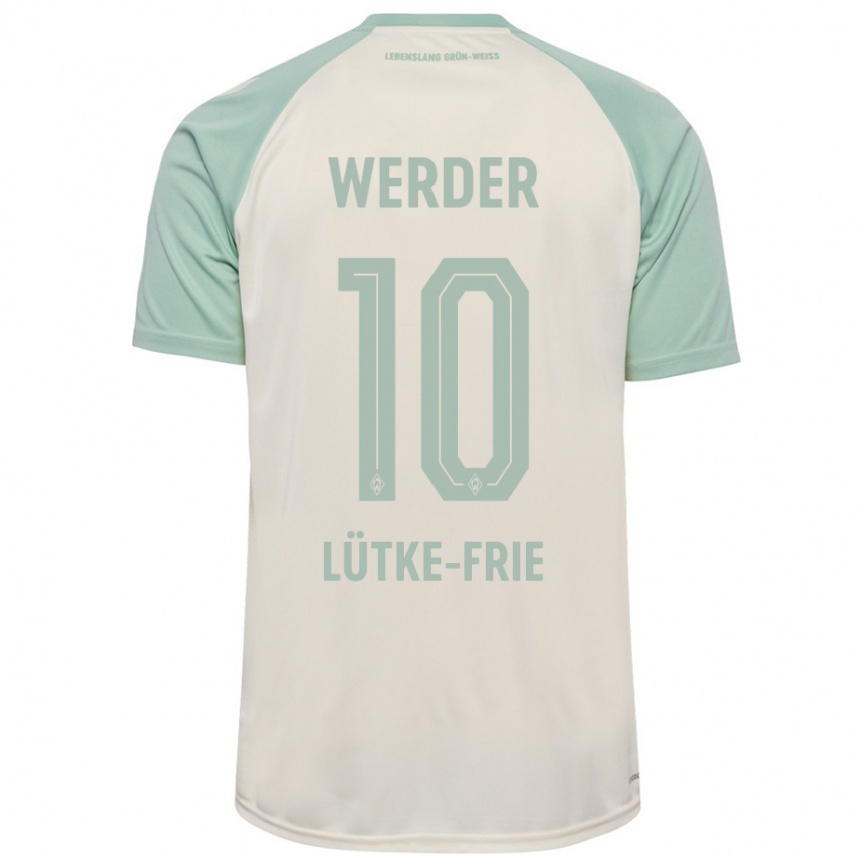 Enfant Football Maillot Dennis Lütke-Frie #10 Blanc Cassé Vert Clair Tenues Extérieur 2024/25 Canada