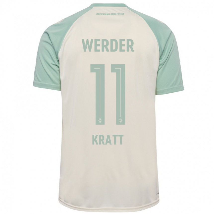 Kids Football Ronan Kratt #11 Off-White Light Green Away Jersey 2024/25 T-Shirt Canada