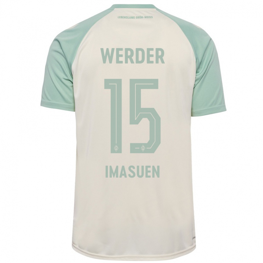 Kids Football Joel Imasuen #15 Off-White Light Green Away Jersey 2024/25 T-Shirt Canada