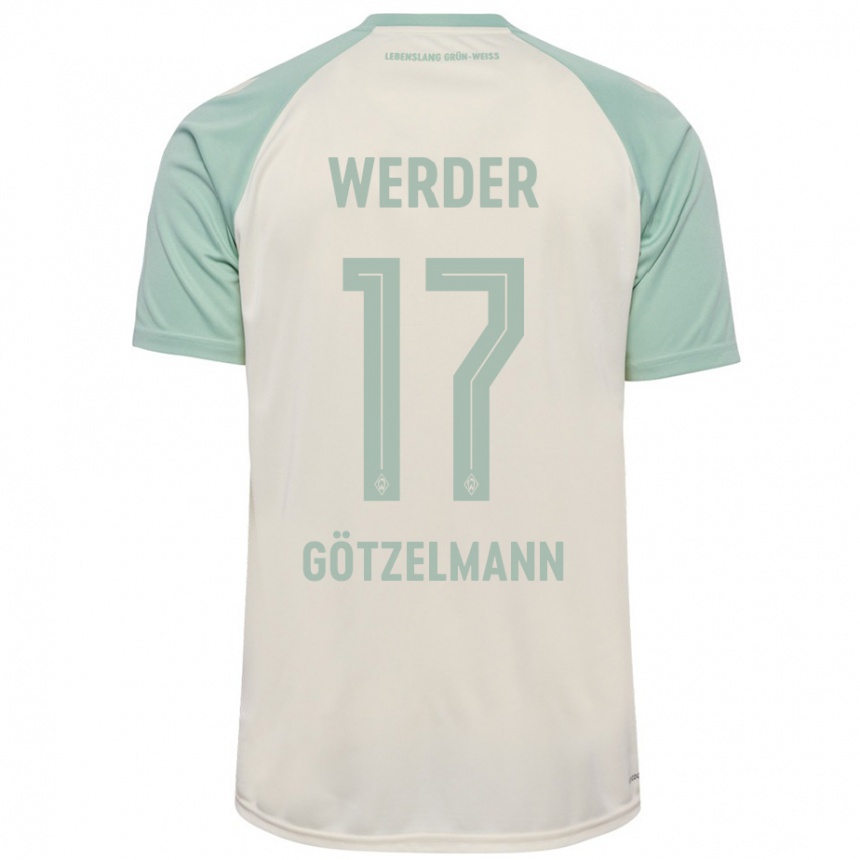 Kids Football Patrick Götzelmann #17 Off-White Light Green Away Jersey 2024/25 T-Shirt Canada