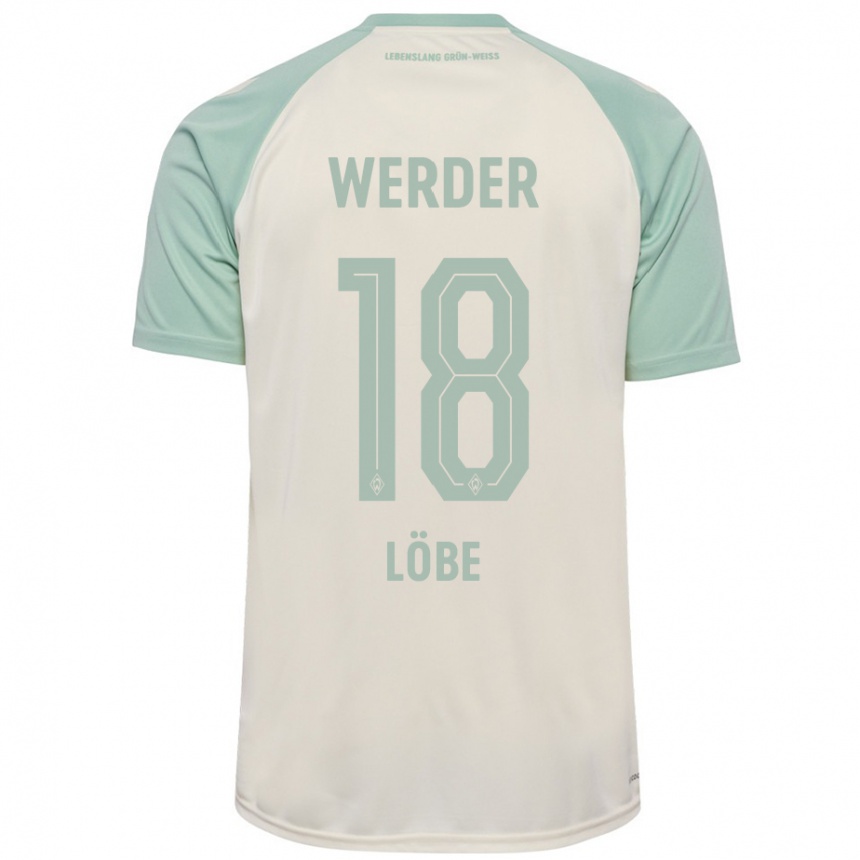 Kids Football Jasper Löbe #18 Off-White Light Green Away Jersey 2024/25 T-Shirt Canada