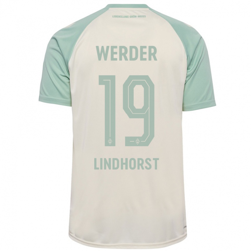 Kids Football Jerrit Lindhorst #19 Off-White Light Green Away Jersey 2024/25 T-Shirt Canada