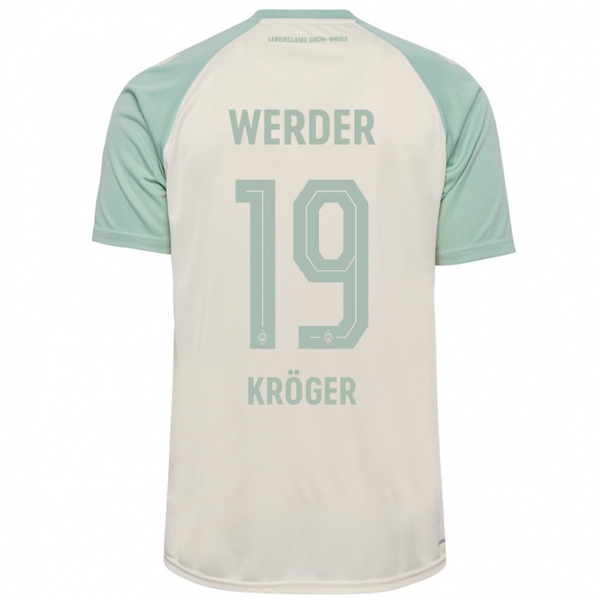 Kids Football Moritz Kröger #19 Off-White Light Green Away Jersey 2024/25 T-Shirt Canada