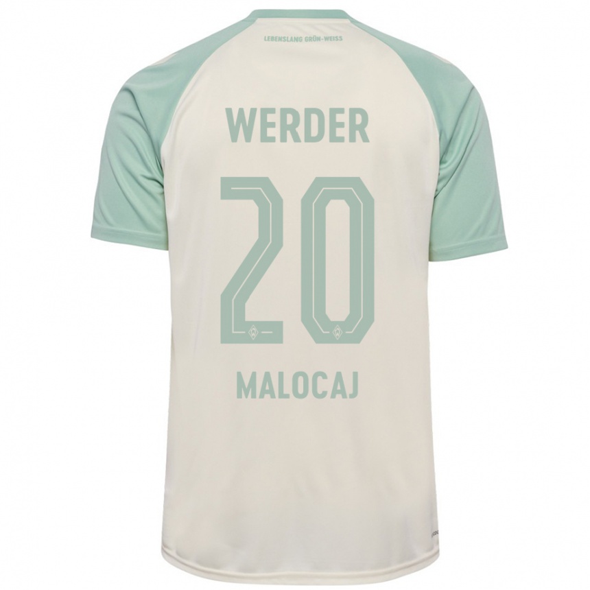 Kids Football Edinjo Malocaj #20 Off-White Light Green Away Jersey 2024/25 T-Shirt Canada