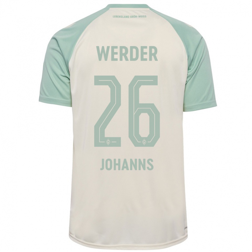 Kids Football Lennart Johanns #26 Off-White Light Green Away Jersey 2024/25 T-Shirt Canada