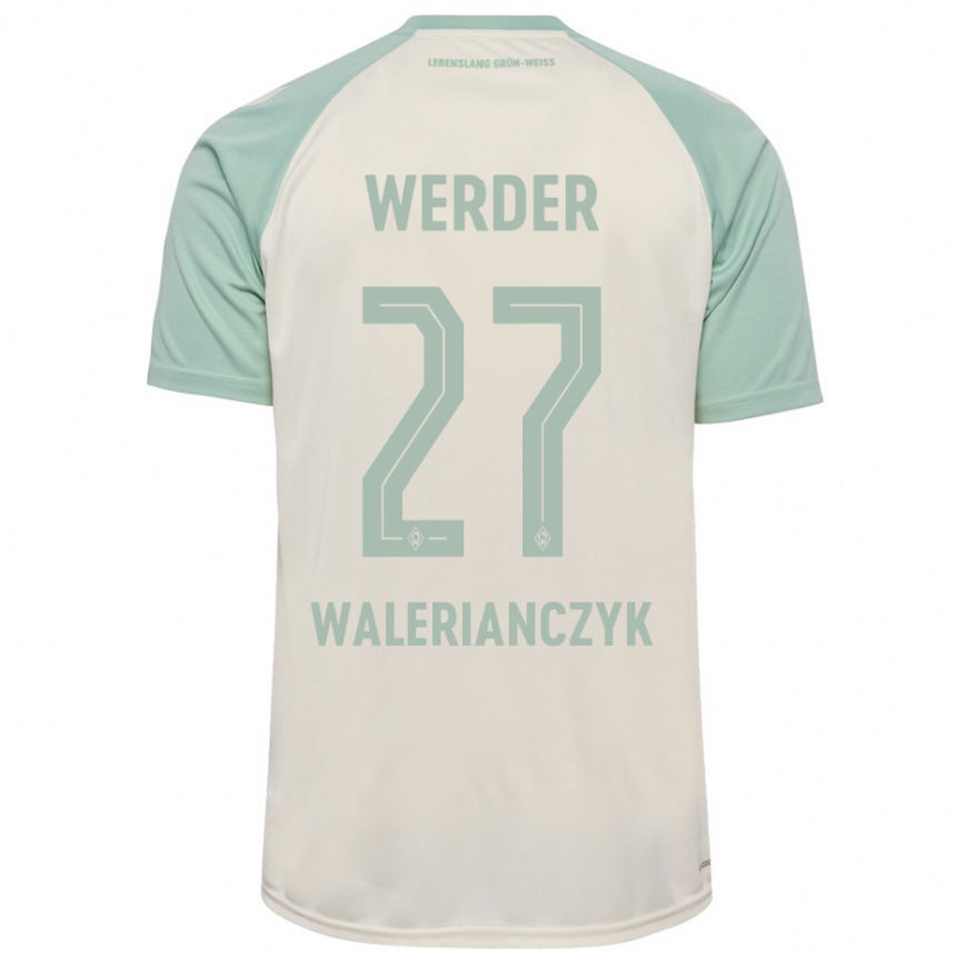 Kids Football Dennis Walerianczyk #27 Off-White Light Green Away Jersey 2024/25 T-Shirt Canada