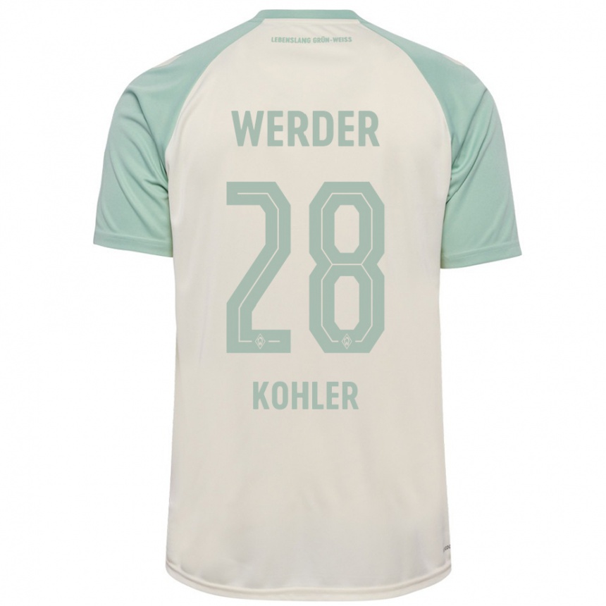 Kids Football Ethan Kohler #28 Off-White Light Green Away Jersey 2024/25 T-Shirt Canada