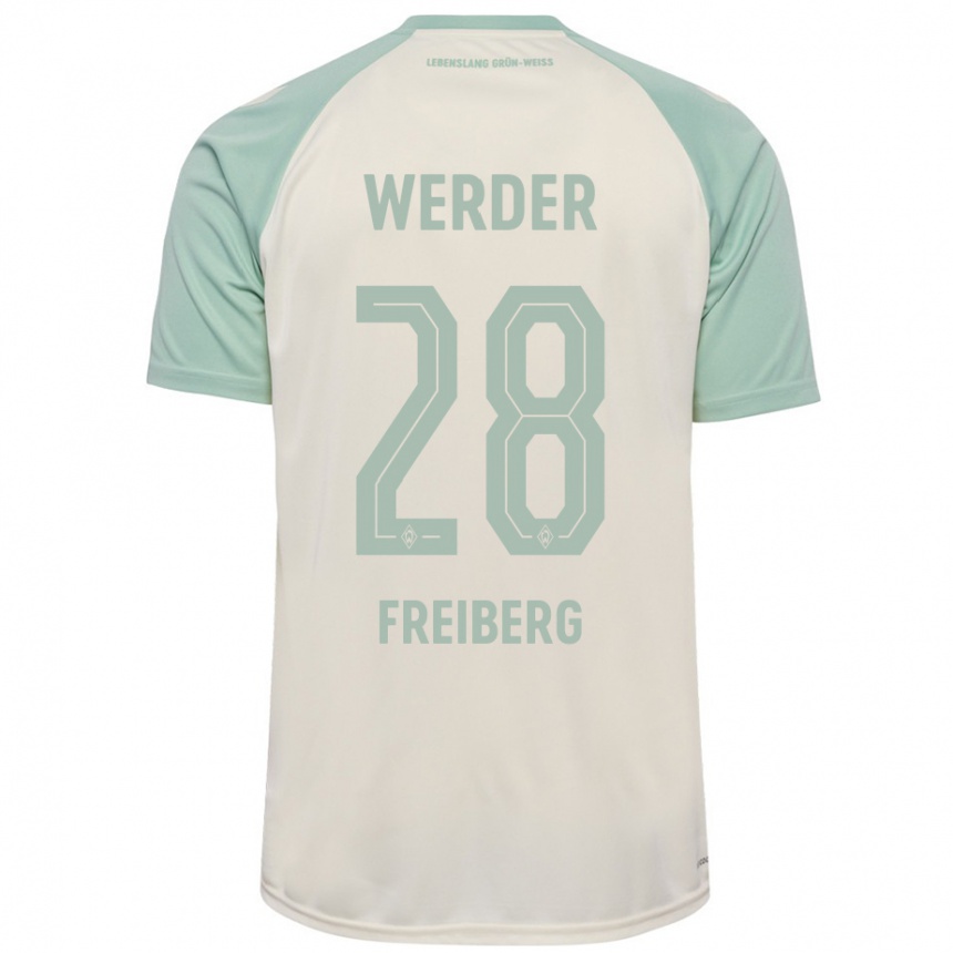 Kids Football Piet Freiberg #28 Off-White Light Green Away Jersey 2024/25 T-Shirt Canada