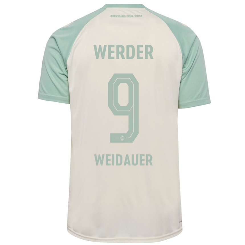 Kids Football Sophie Weidauer #9 Off-White Light Green Away Jersey 2024/25 T-Shirt Canada