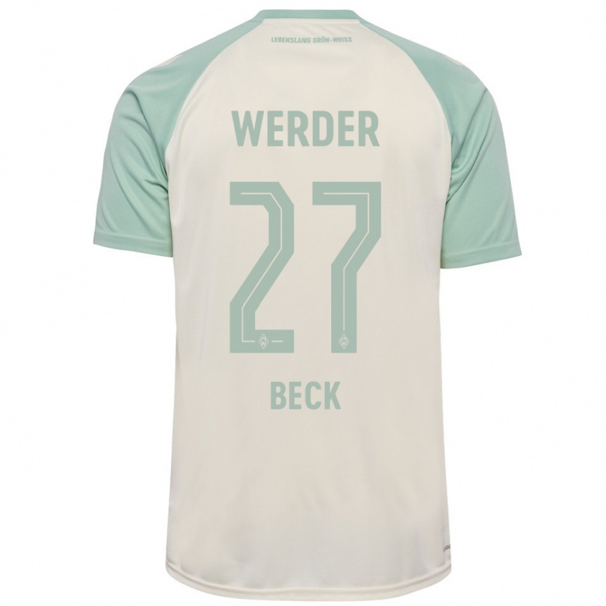 Kids Football Sharon Beck #27 Off-White Light Green Away Jersey 2024/25 T-Shirt Canada