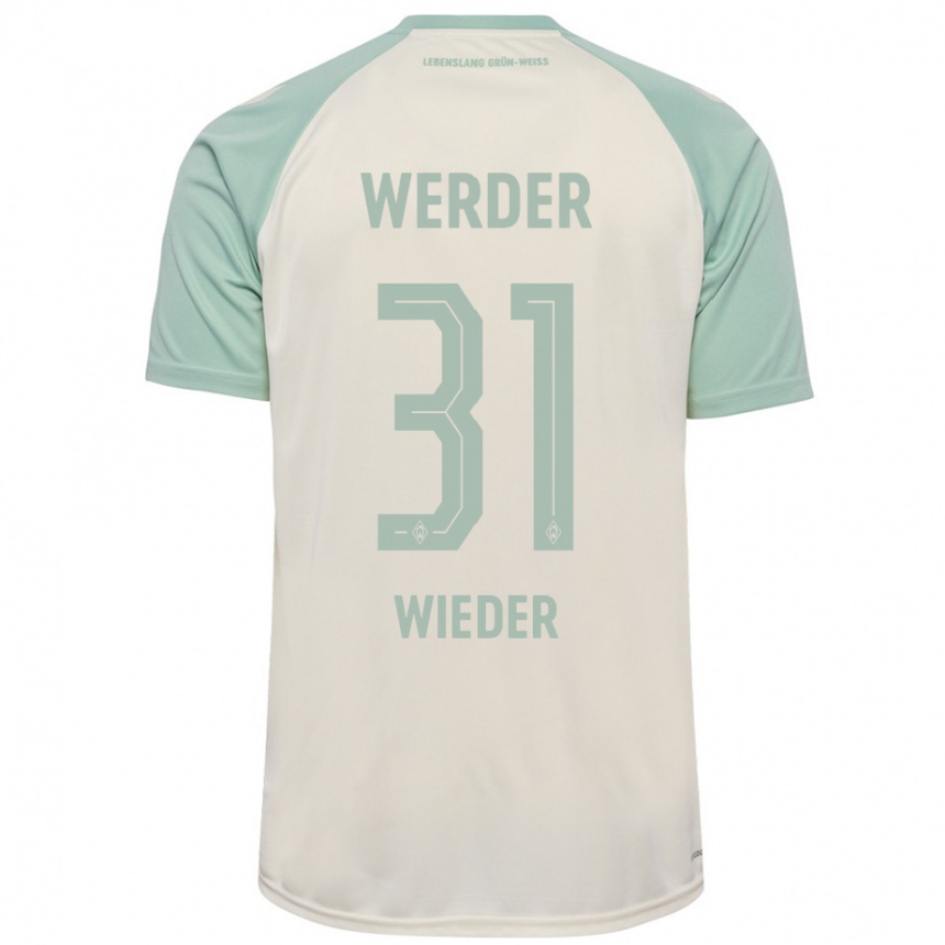 Kids Football Verena Wieder #31 Off-White Light Green Away Jersey 2024/25 T-Shirt Canada