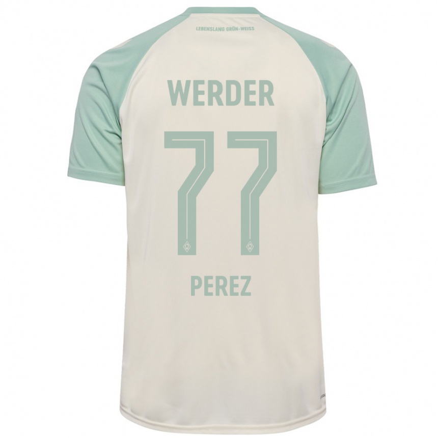 Enfant Football Maillot Catalina Pérez Jaramillo #77 Blanc Cassé Vert Clair Tenues Extérieur 2024/25 Canada