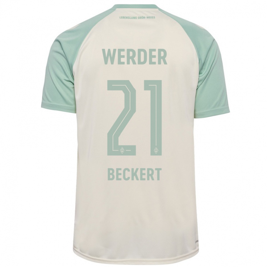 Enfant Football Maillot Jonathan Beckert #21 Blanc Cassé Vert Clair Tenues Extérieur 2024/25 Canada