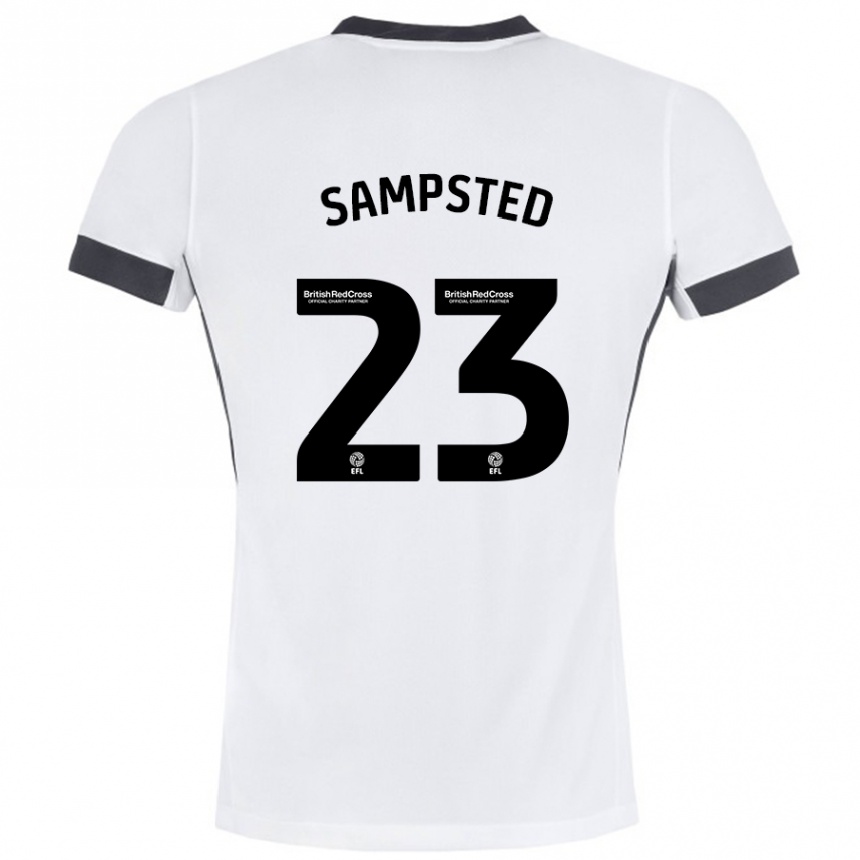 Kids Football Alfons Sampsted #23 White Black Away Jersey 2024/25 T-Shirt Canada