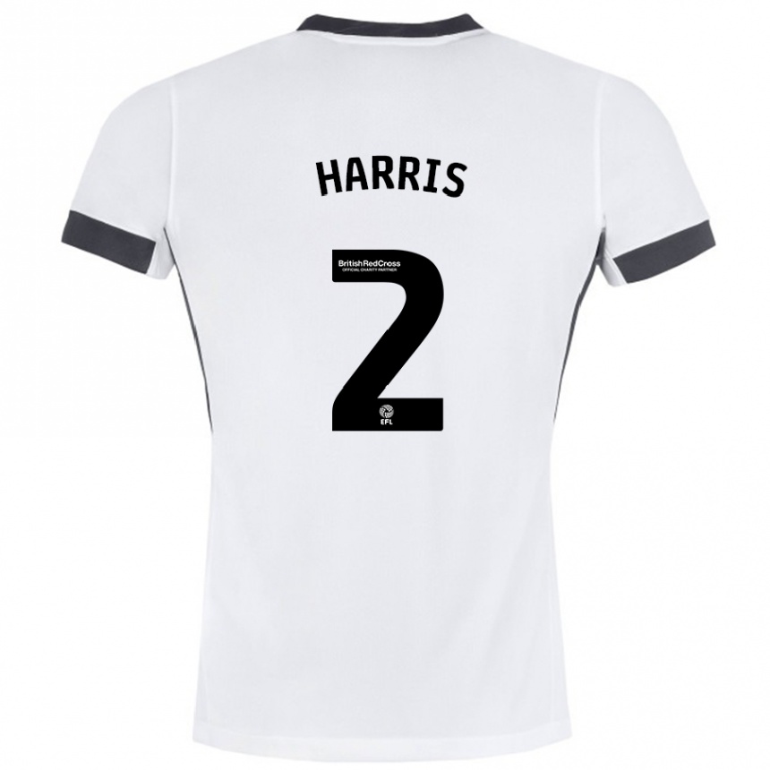 Kids Football Martha Harris #2 White Black Away Jersey 2024/25 T-Shirt Canada