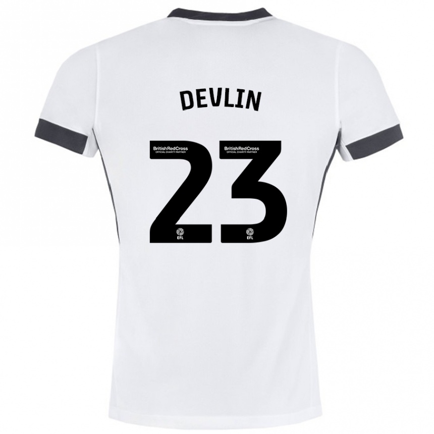 Enfant Football Maillot Charlotte Devlin #23 Blanc Noir Tenues Extérieur 2024/25 Canada