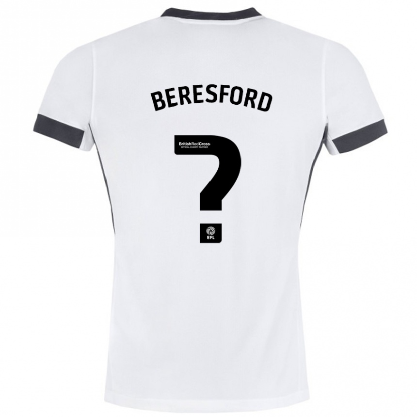 Kids Football Ben Beresford #0 White Black Away Jersey 2024/25 T-Shirt Canada