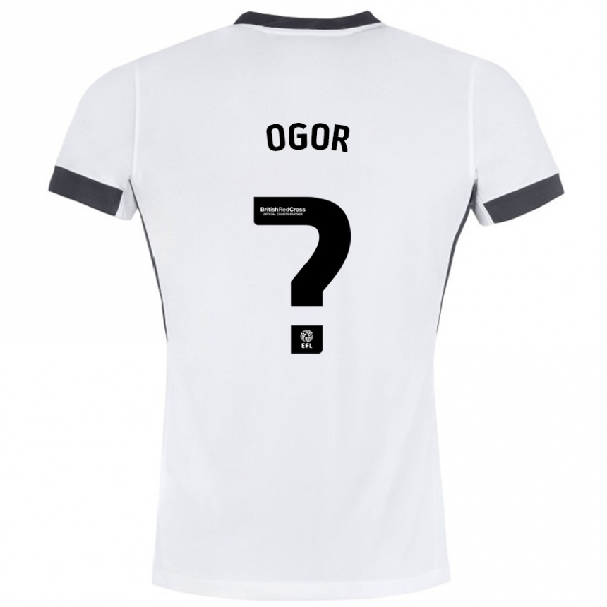 Kids Football Chris Ogor #0 White Black Away Jersey 2024/25 T-Shirt Canada