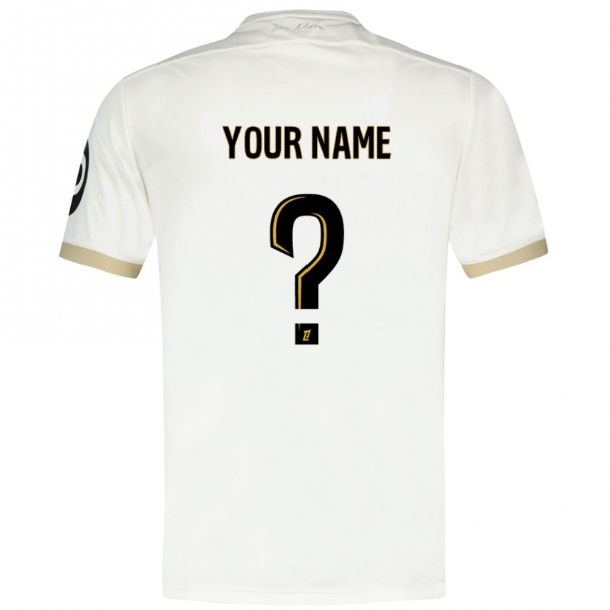 Kids Football Your Name #0 White Gold Away Jersey 2024/25 T-Shirt Canada