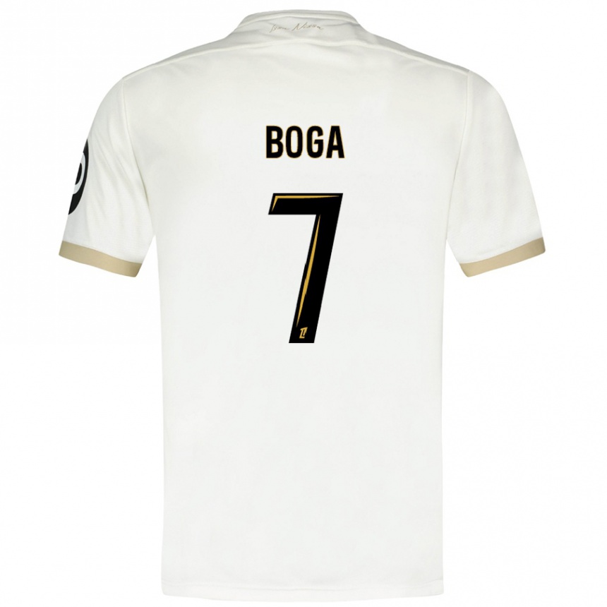 Kids Football Jérémie Boga #7 White Gold Away Jersey 2024/25 T-Shirt Canada