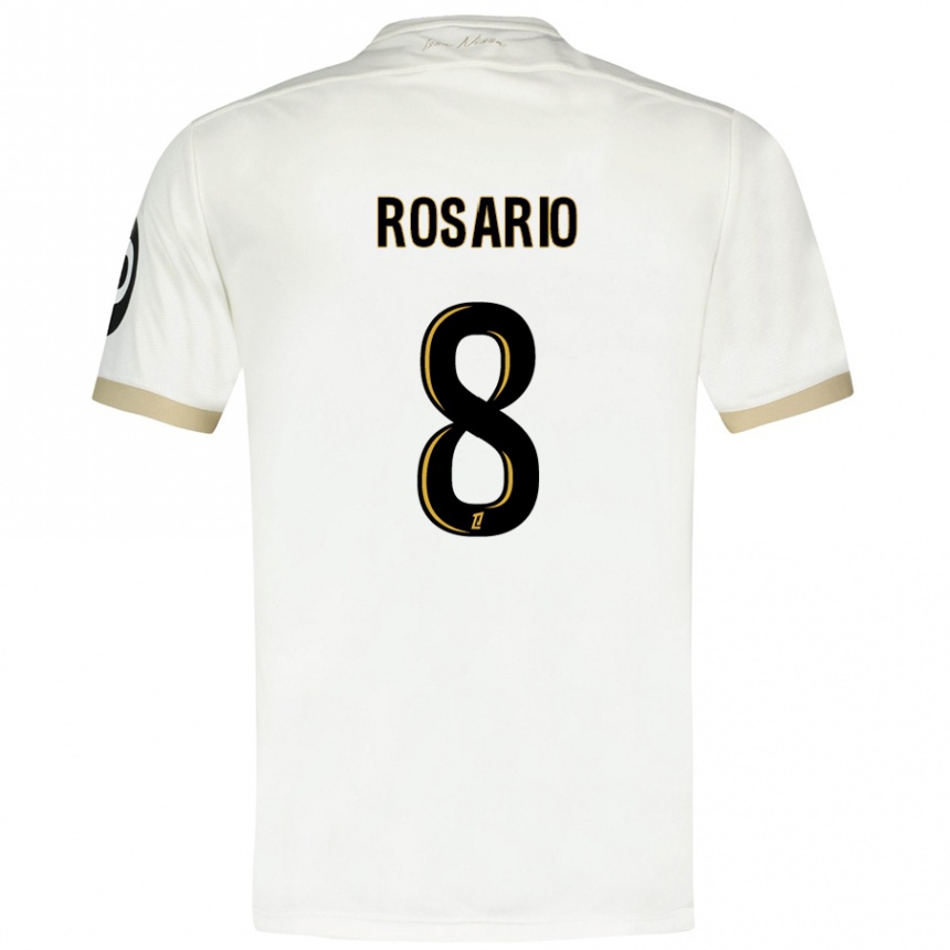 Kids Football Pablo Rosario #8 White Gold Away Jersey 2024/25 T-Shirt Canada