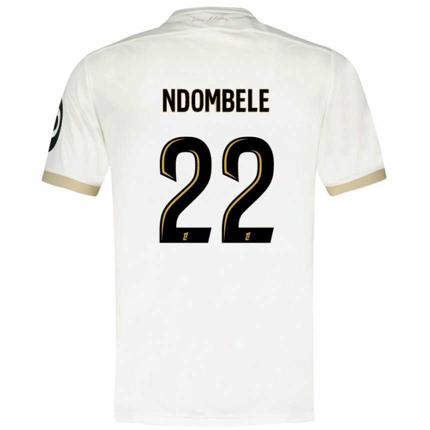 Enfant Football Maillot Tanguy Ndombélé #22 Blanc Doré Tenues Extérieur 2024/25 Canada