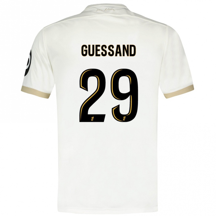 Kids Football Evann Guessand #29 White Gold Away Jersey 2024/25 T-Shirt Canada